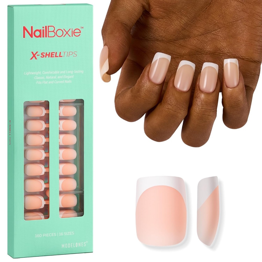 Modelones XSHELLTIPS Nude Pink French Tip Short Square Press On Nails